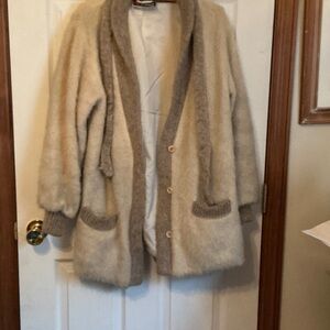 Elegant Cream and Tan Women's Teddy Jacket